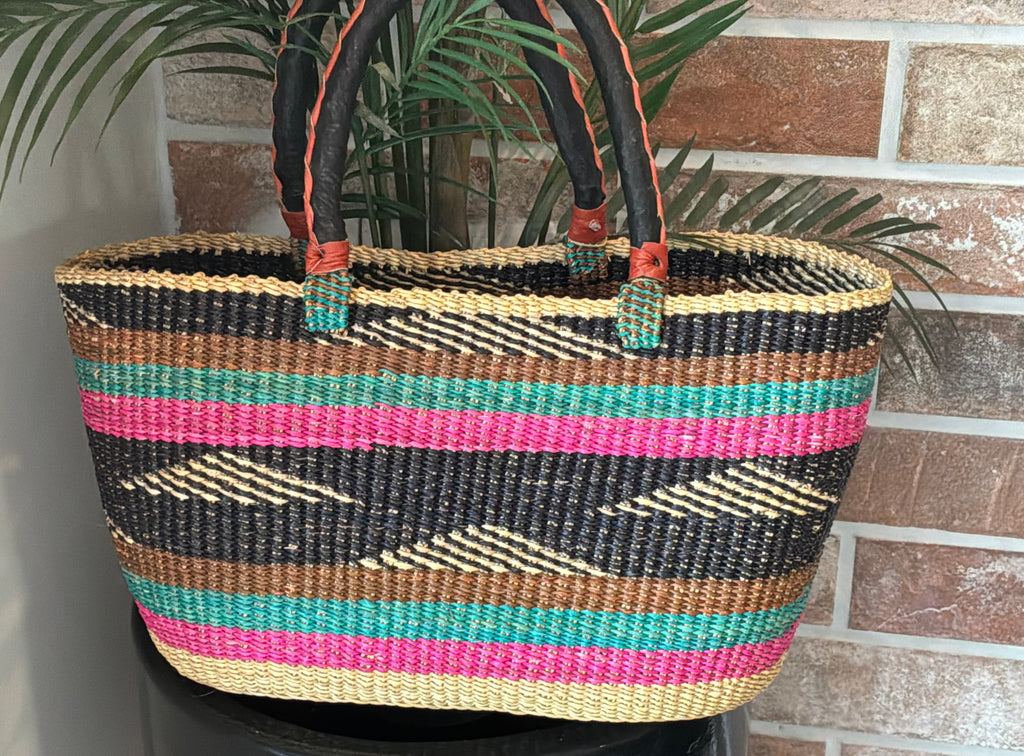 Vea Multicoloured Handwoven Small Basket by FraFra Collective