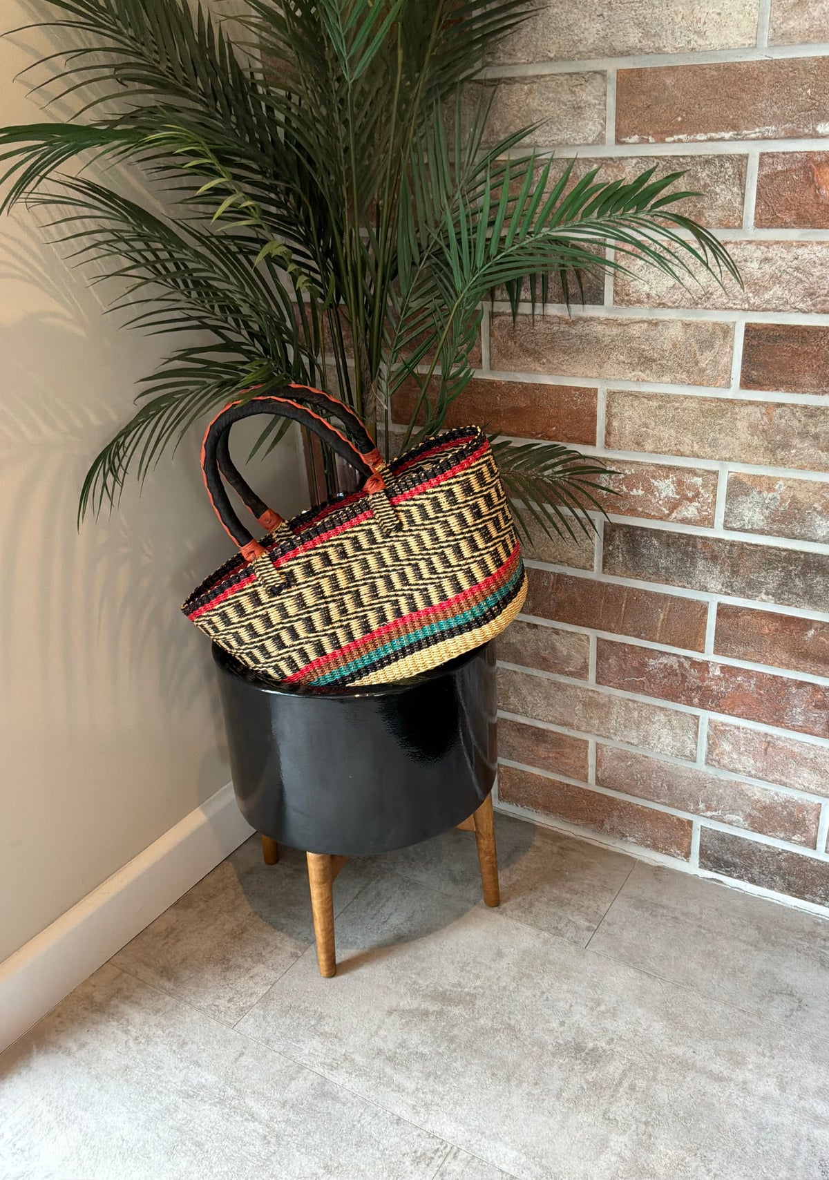 Vea Multicoloured Handwoven Small Basket by FraFra Collective
