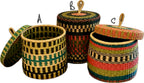 Lidded Woven Storage Basket Colour B