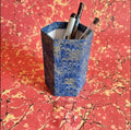 Compton Marbling Hexagonal Marbled Pen Pot, Combed Blue