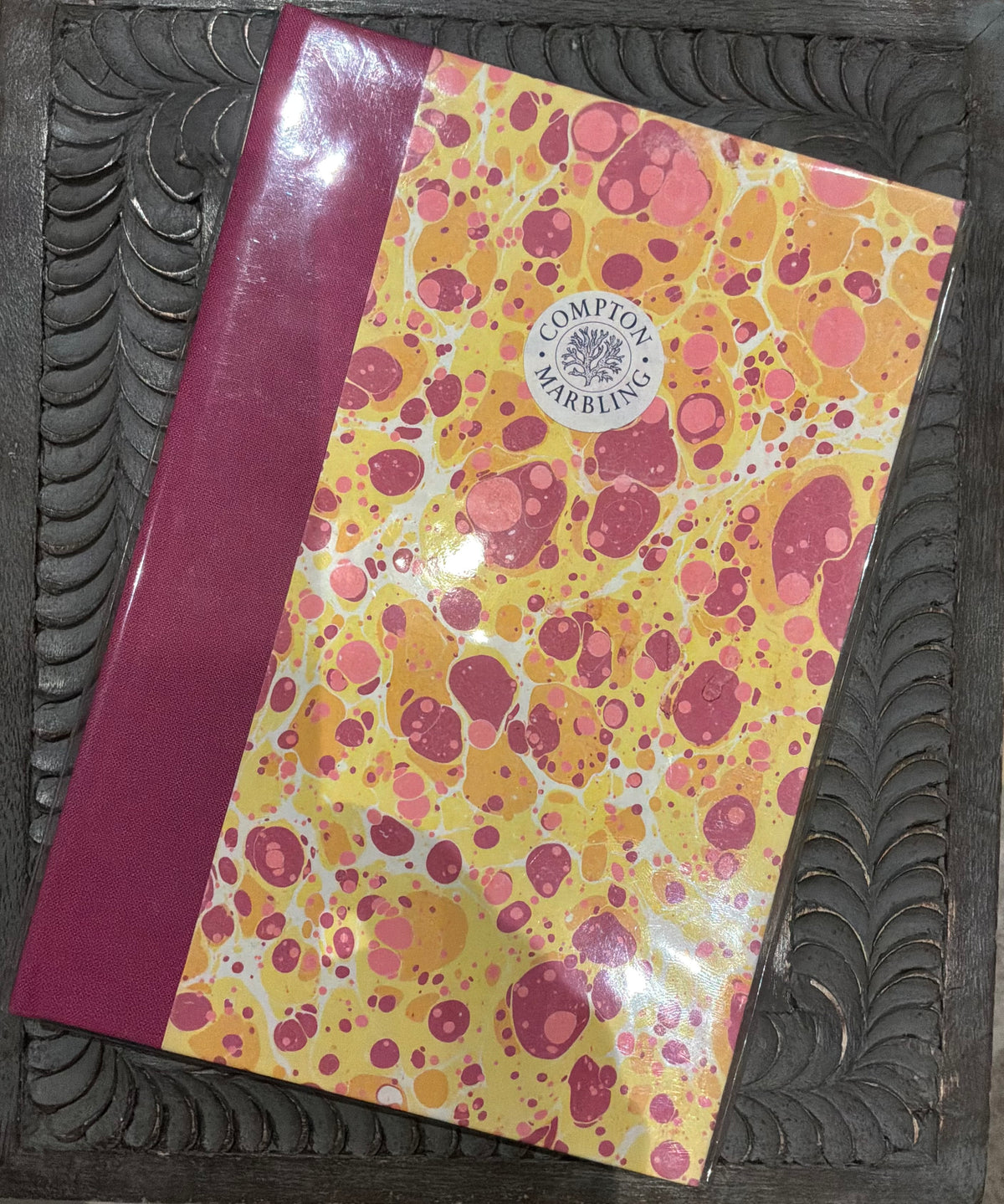 Compton Marbling A5 Lined Hardback Journal,Raspberry,Coral and Yellow