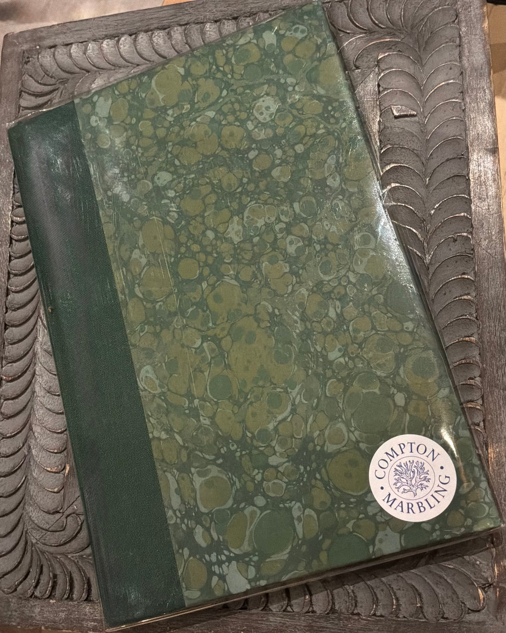 A5 Lined Hardback Journal, Emerald With Olive, Ochre and Light Blue Grey