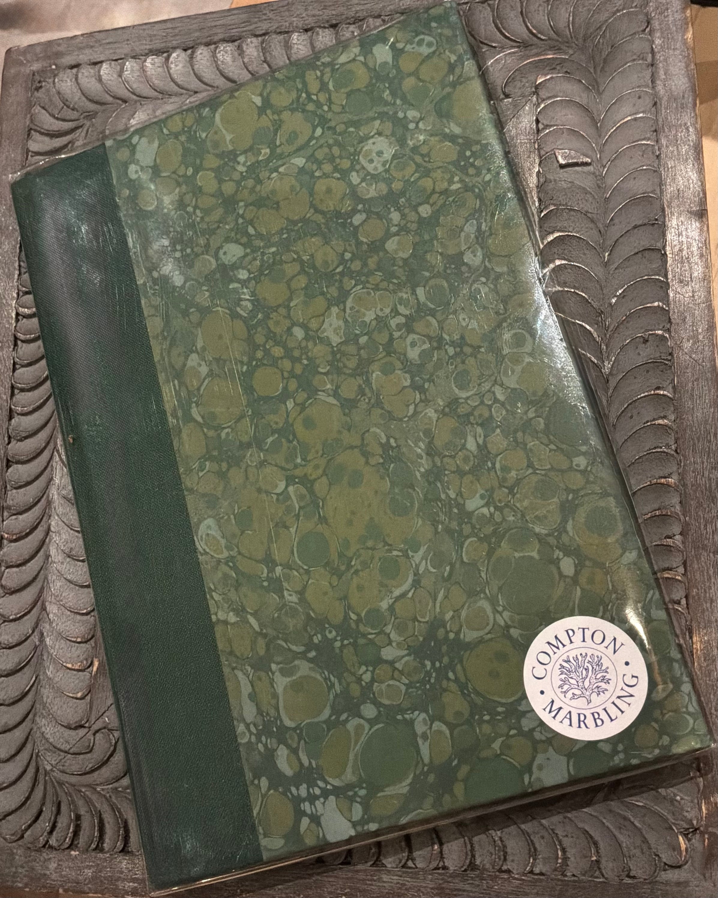 A5 Lined Hardback Journal, Emerald With Olive, Ochre and Light Blue Grey