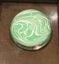 Compton Marbling Glass Paperweight, Shades of Green and Ivory make this Interesting Pattern.