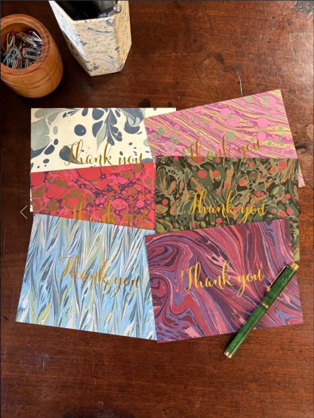 Compton Marbling Six Thank You Postcards with Envelopes.