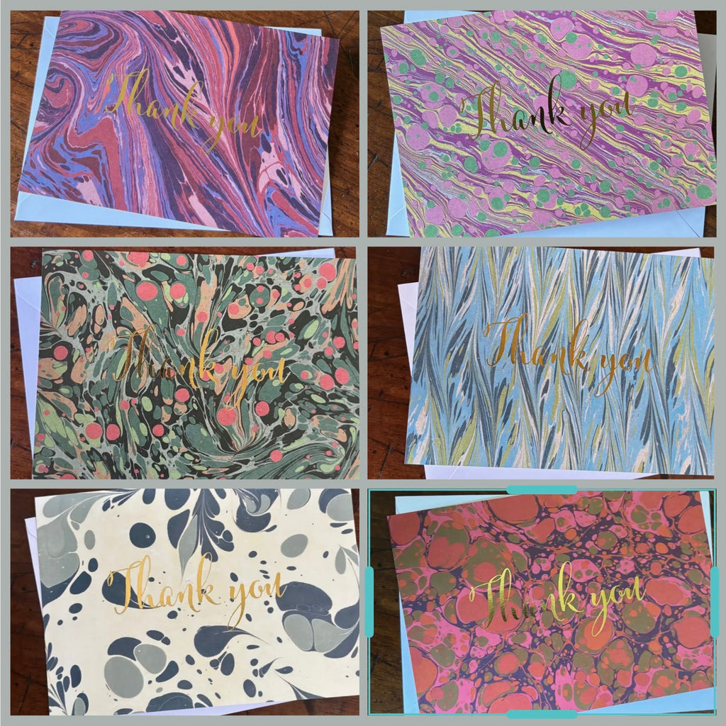 Compton Marbling Six Thank You Postcards with Envelopes.
