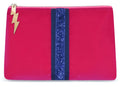 Hot Pink Velvet Clutch (Blue Sequinned Stripe).