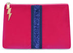 Hot Pink Velvet Clutch (Blue Sequinned Stripe).