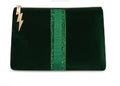 Bottle Green Velvet Clutch (Green Glitter Stripe)