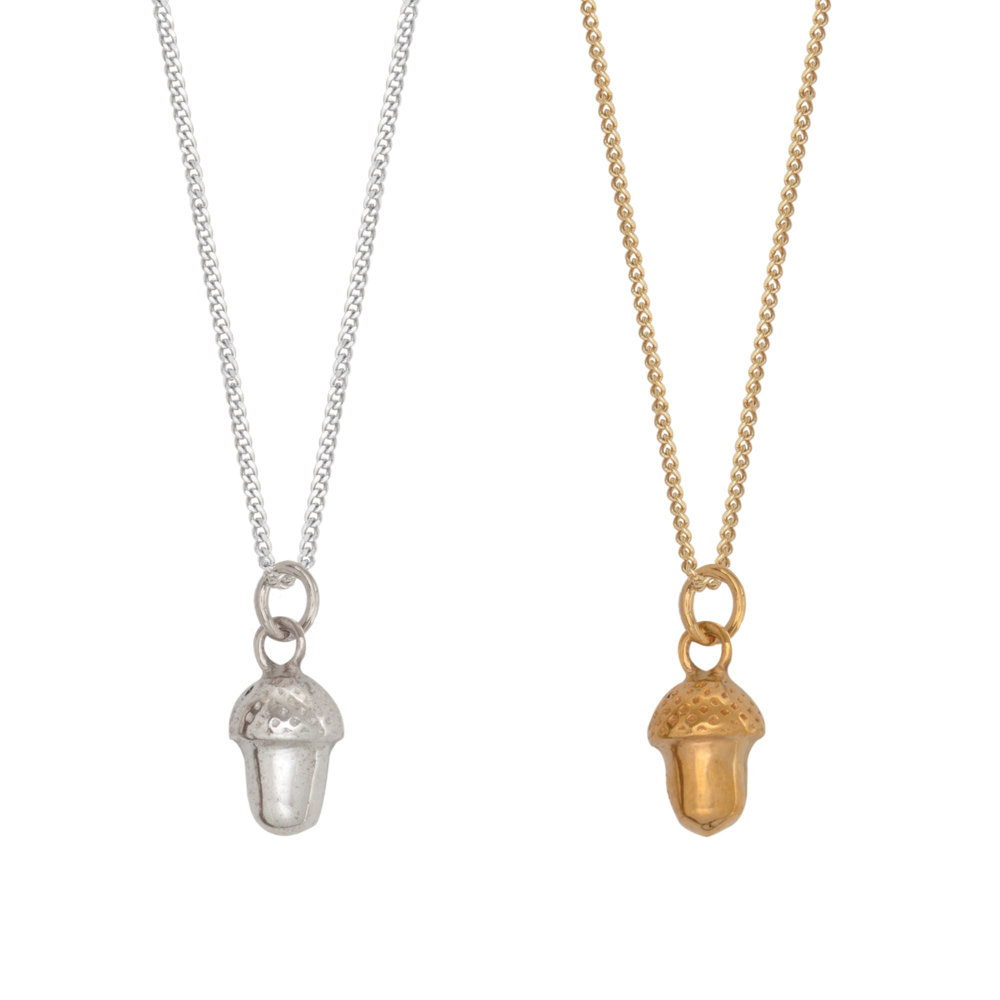 Acorn charm necklace, sterling silver