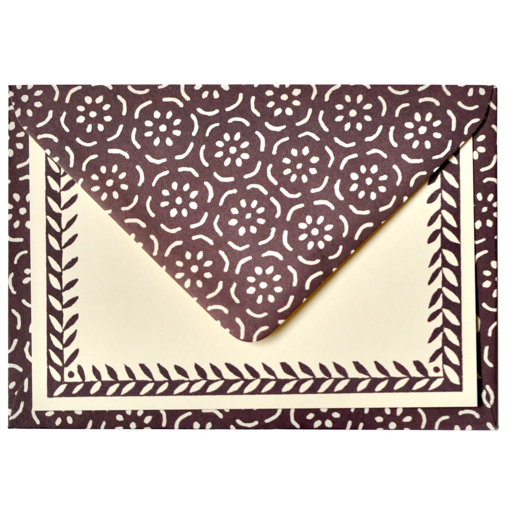 Set of Notecards and Envelopes Small Pear Halves Elderberry