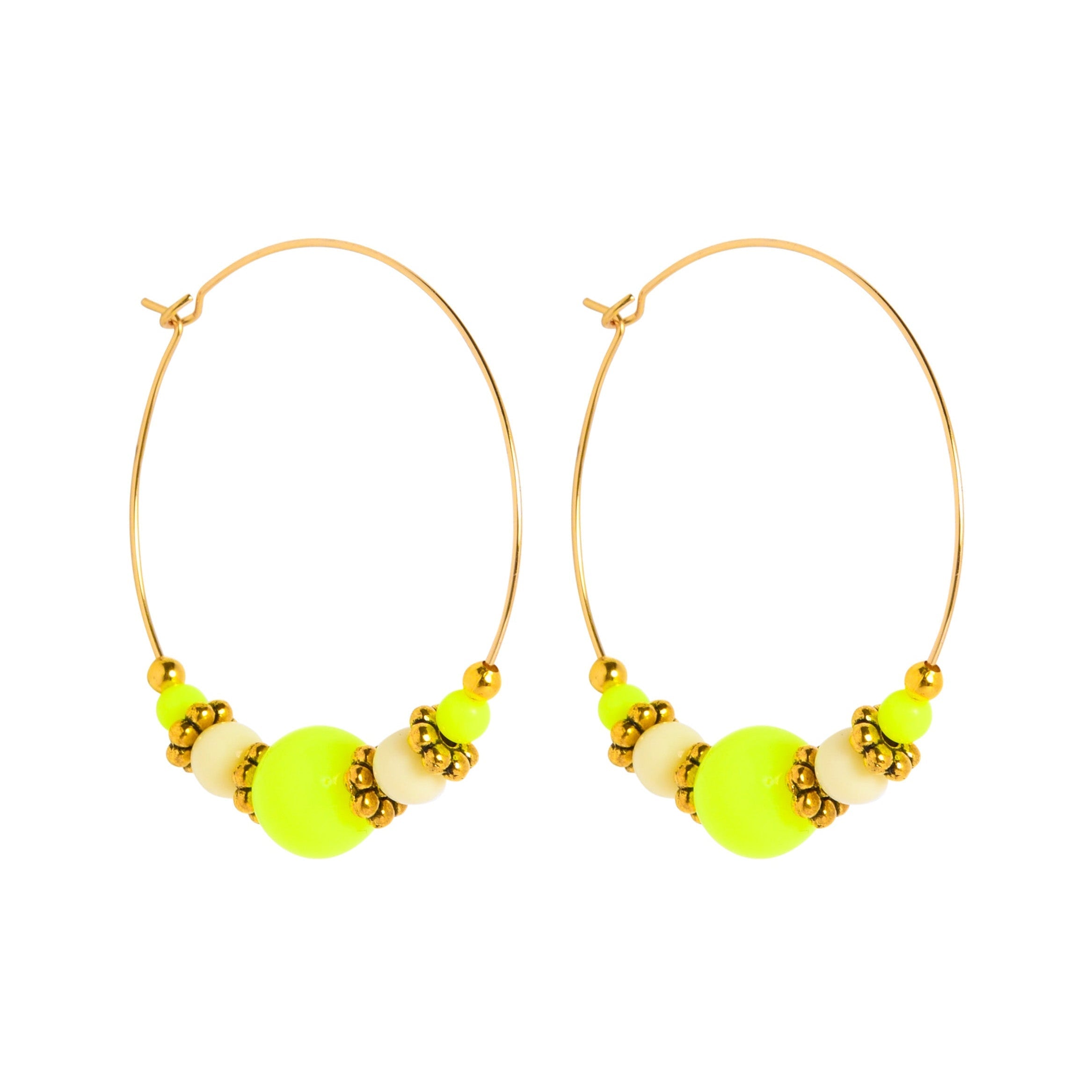 Half Beaded Cirque Hoops Yellow