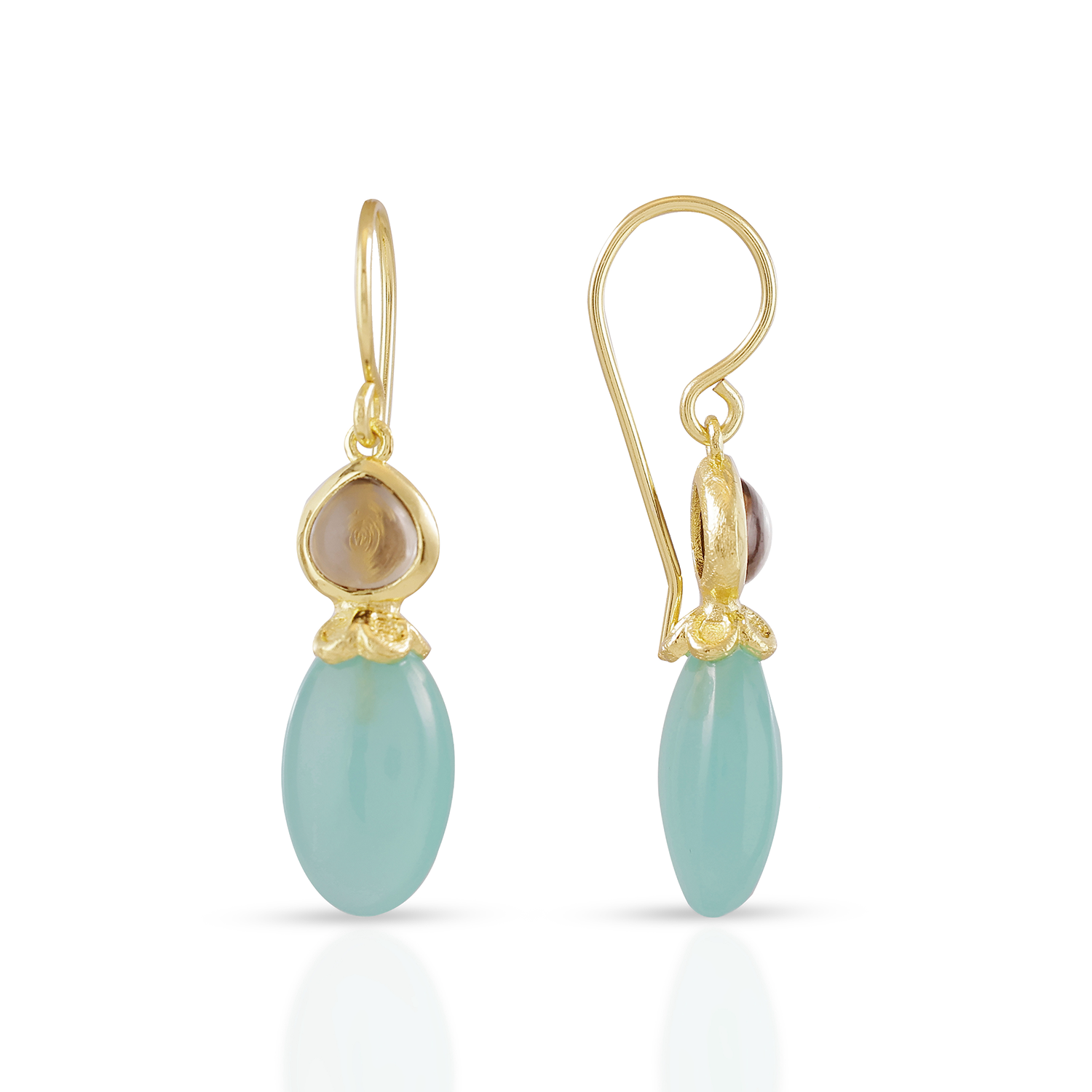 Persephone Double Gemstone Earrings Pariba Onyx Smoky Quartz