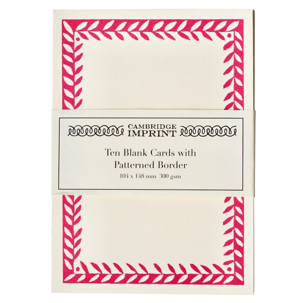 10 Postcards with Patterned Border in Bright Pink