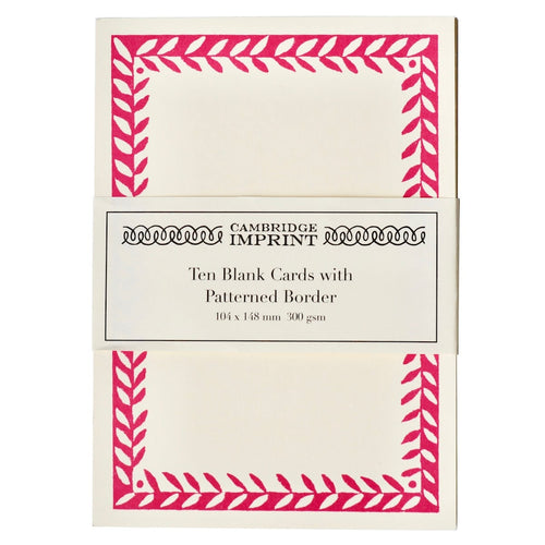 10 Postcards with Patterned Border in Bright Pink
