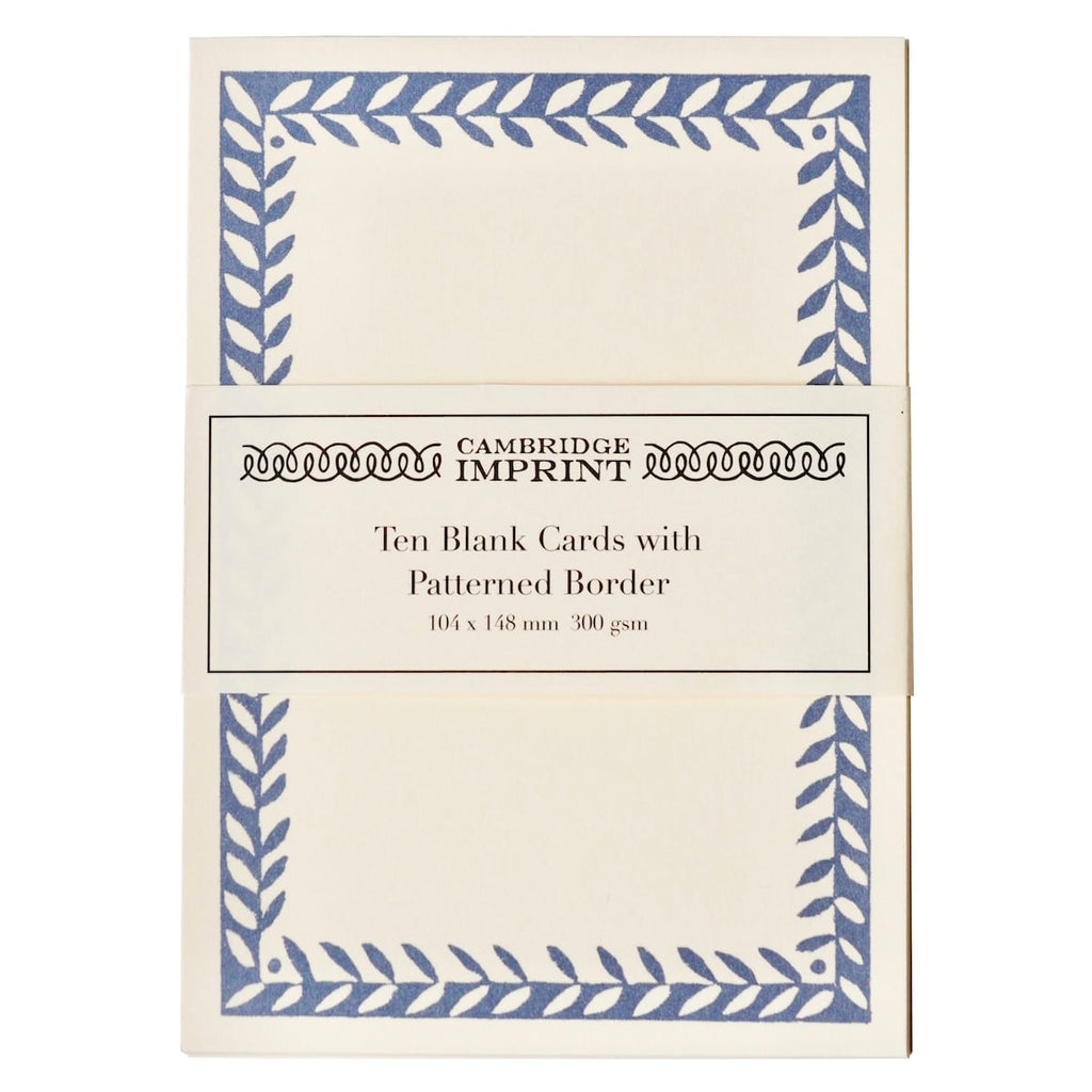10 Postcards with Patterned Border in Cornflower