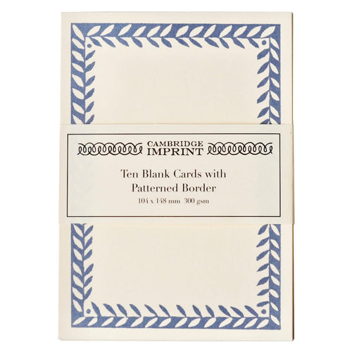 10 Postcards with Patterned Border in Cornflower