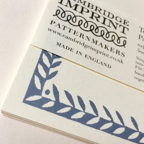 10 Postcards with Patterned Border in Cornflower