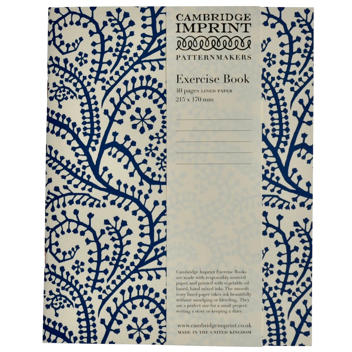 Exercise Book Seaweed Paisley Prussian Blue (Lined)