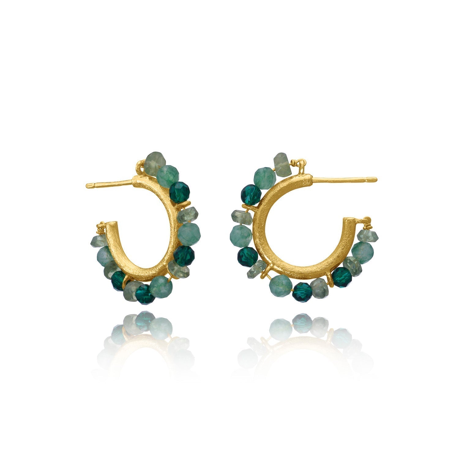 Ophelia Small Gemstone Hoops green mix