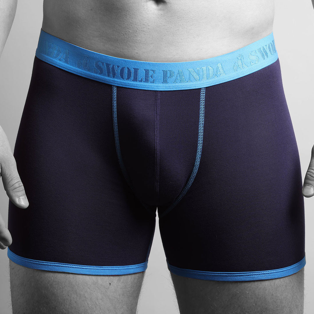 Swole Panda Bamboo Boxers, Navy Blue Band