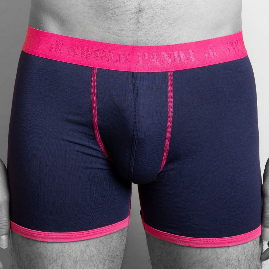 Swole Panda Bamboo Boxers, Navy Pink Band